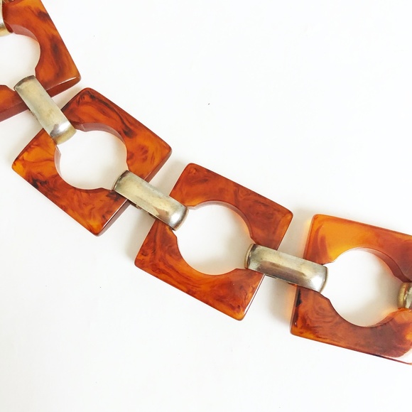 Yves Saint Laurent Belt or Necklace Tortoise Resin Links Chain Mod Vintage 70s - Picture 5 of 11